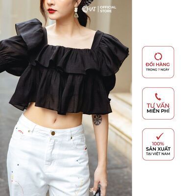 Áo bèo croptop cổ U CChat Clothes