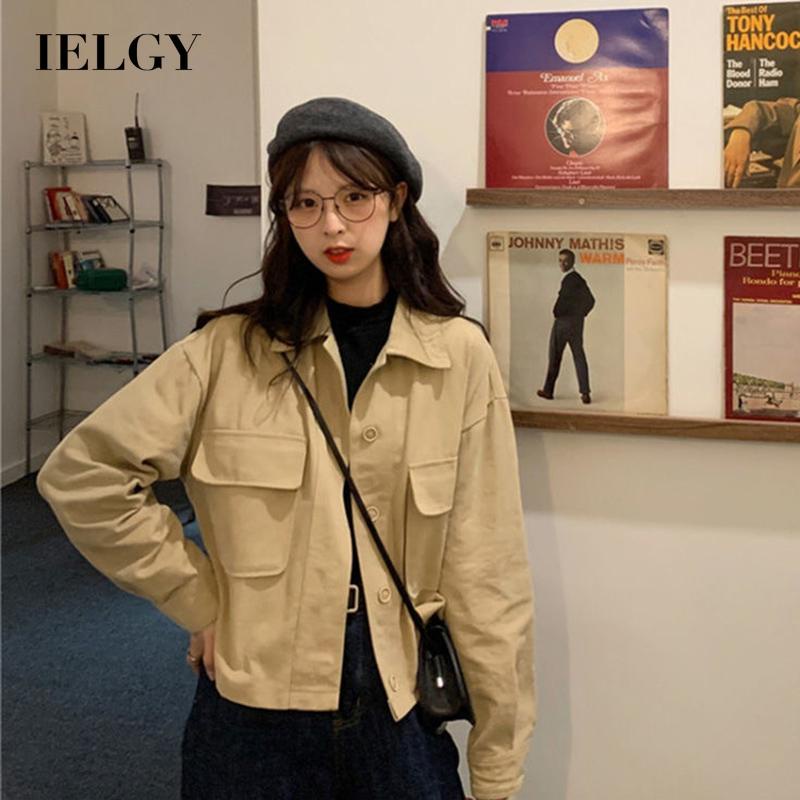 IELGY Áo Khoác Tay Dài Dáng Rộng Phong Cách Hàn Quốc Cho Nữ