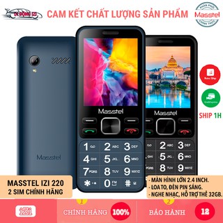 Điện Thoại Masstel iZi 220 (2020) - Màn Hình Lớn, Loa To, Đèn Pin Siêu Sáng [CHÍNH HÃNG]