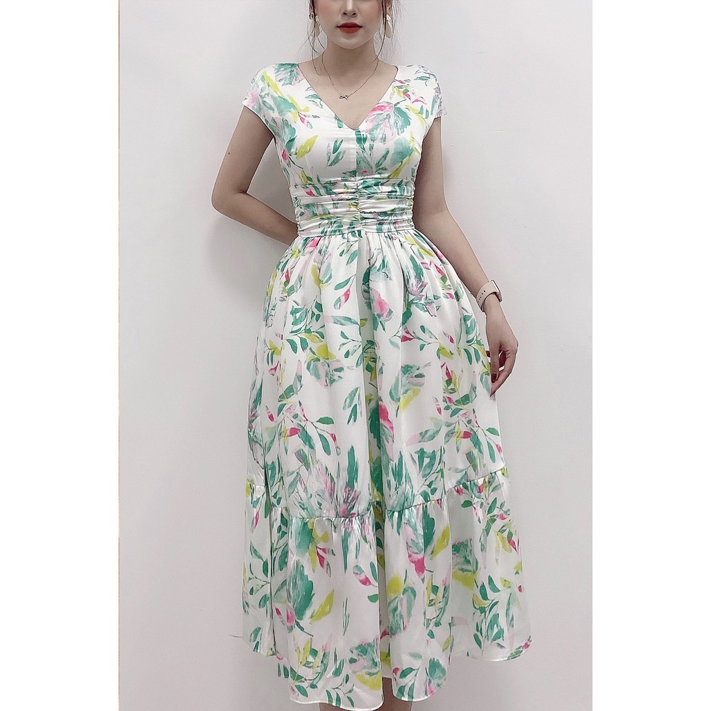 Đầm xòe ngắn tay nhún eo - 20Again - DEA0284 | BigBuy360 - bigbuy360.vn