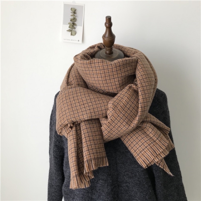 [HÀNG CÓ SẴN] KL13- Khăn quàng cổ hoạ tiết caro unisex phong cách Hàn Quốc