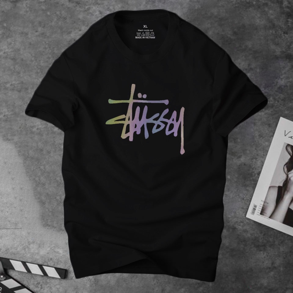 Áo thun cotton nam cổ tròn Stussy phản quang 7 màu phong cách năng động , vải Cotton co giãn,dày dặn