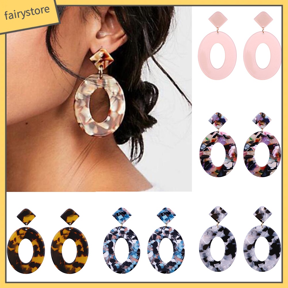 Bông Tai Hình Oval Phong Cách Retro Cho Nữ