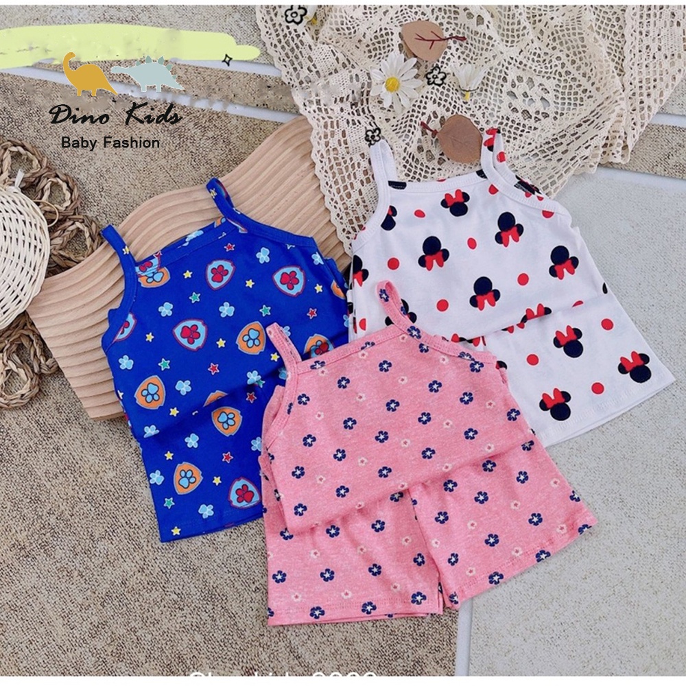 Bộ 2 dây chất cotton bé gái, bộ quần áo 2 dây chất cotton xuất dư xịn nhiều hình cho bé
