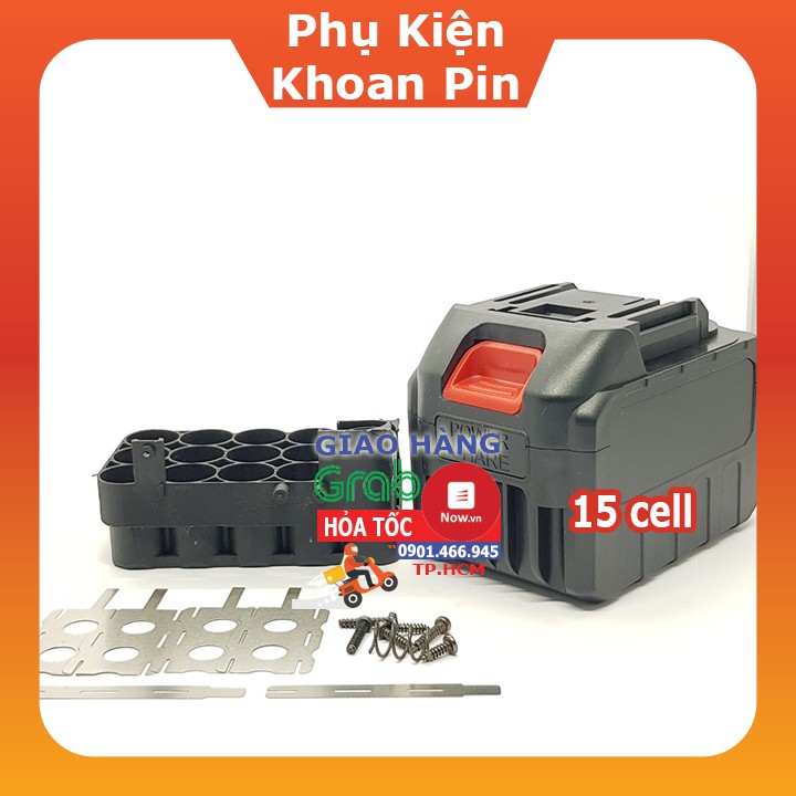 Vỏ pin Makita adaptor 18V 5S 2P, 3P ( 2, 3 hàng cell) và mạch báo pin 4 Led ngang