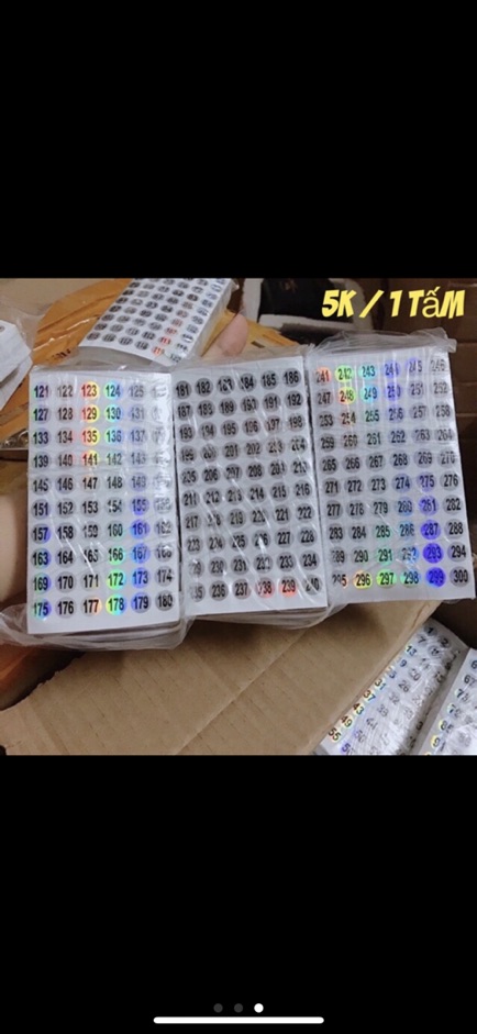 Tem dán số từ 1-300