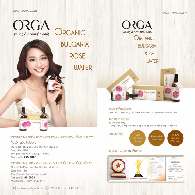Nước hoa hồng Orga