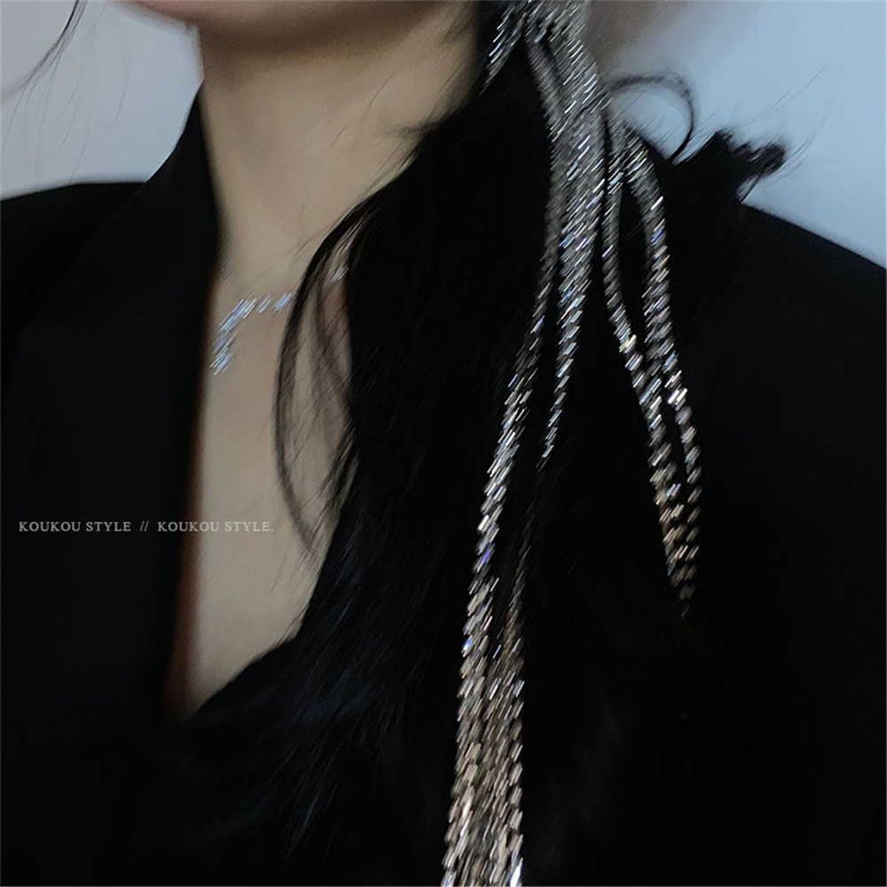 Kẹp Tóc Dây Đính Đá Lấp Lánh Phong Cách Hàn Quốc