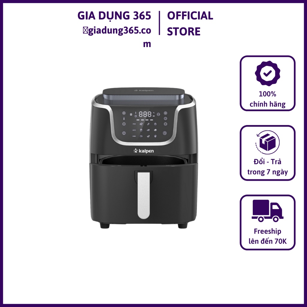 Nồi Chiên Không Dầu Hơi Nước Thế Hệ Mới Kalpen X7 - Dung tích 7L - Hẹn giờ - Tặng phụ kiện xịt dầu