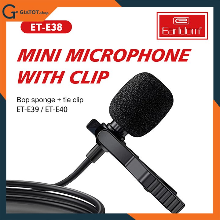 Mic thu âm mini cho điện thoại chân 3.5mm kèm jack cắm tai nghe Earldom E38