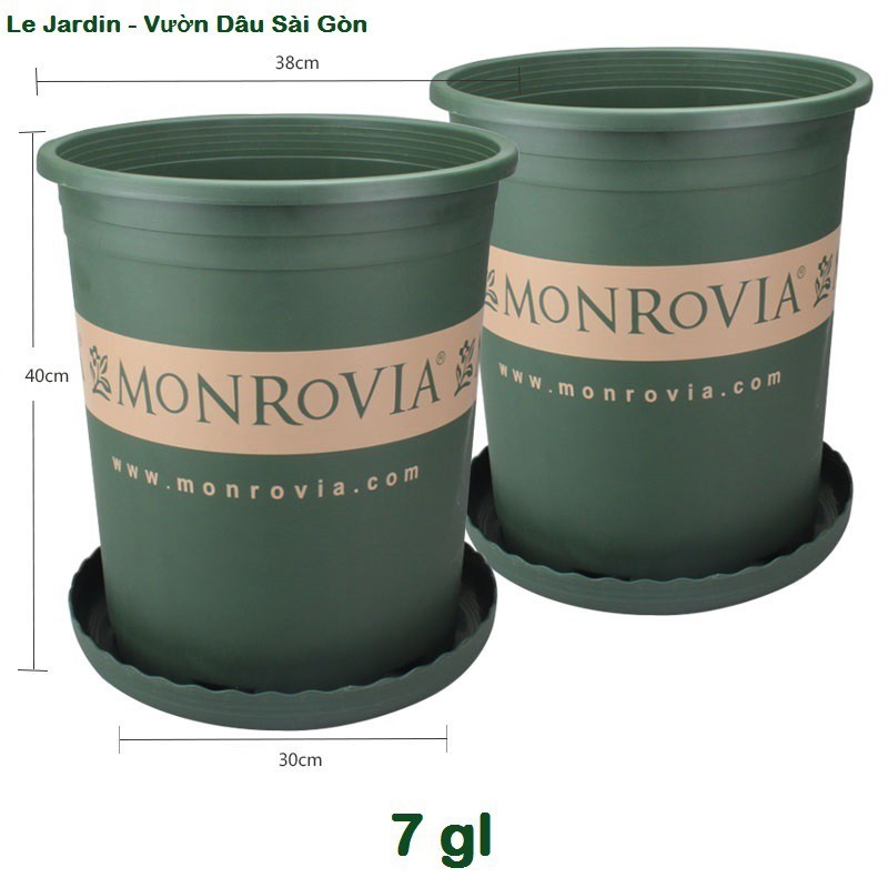 Chậu nhựa trồng cây cao cấp MONROVIA cỡ số 7 dung tích  7Gallon (38x40cm)