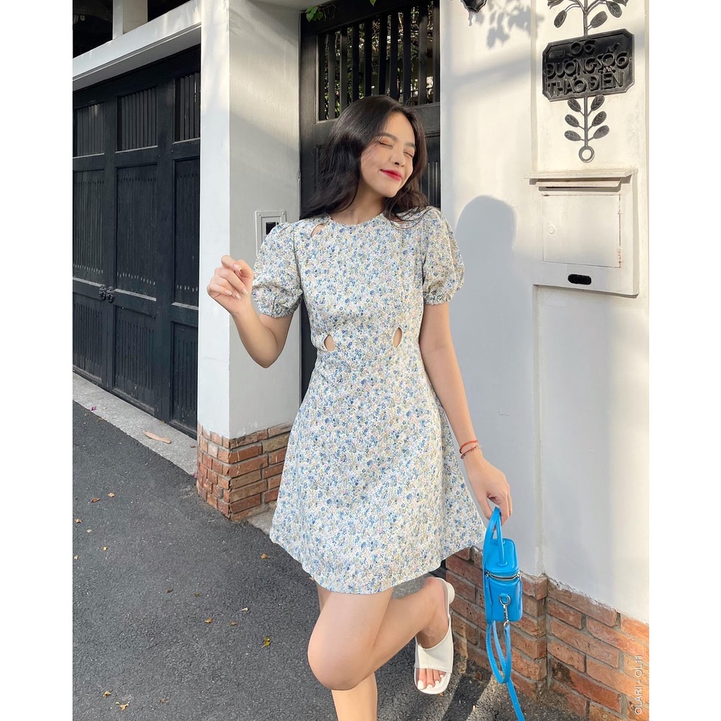 Đầm Váy Nữ Dáng Chữ A OLARI Cut Out Ngang Eo OL11