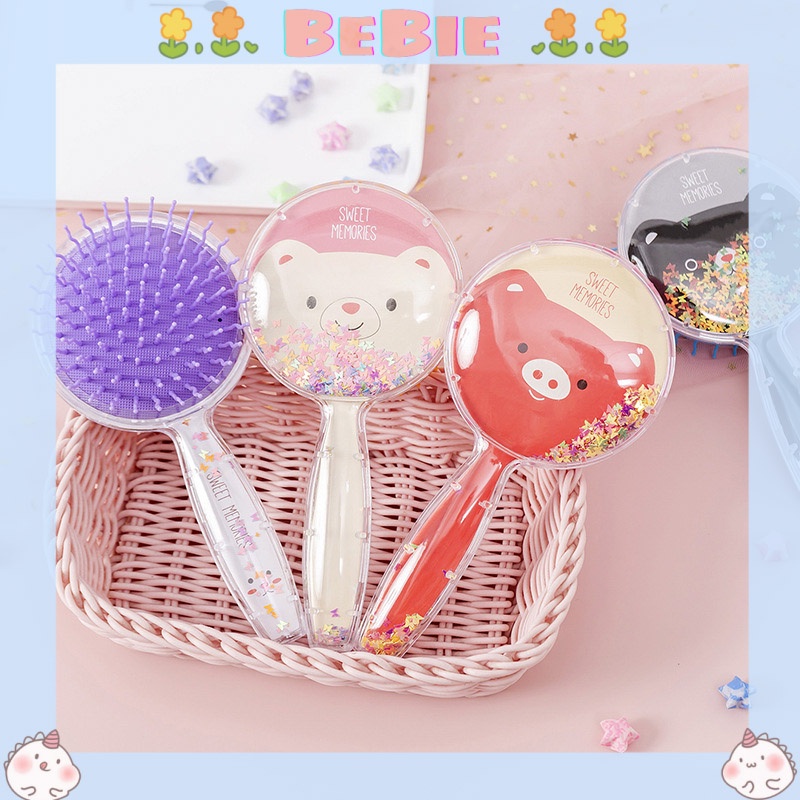 Lược cầm tay mini hình tròn hạt bling cute BeBie - BP344