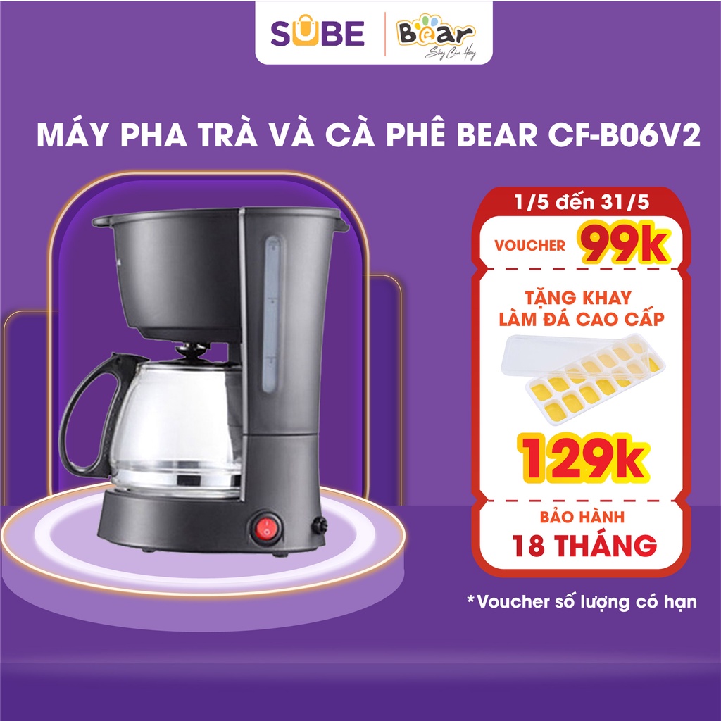Máy Pha Cafe Mini Bear Nhỏ Gọn Pha Trà, Cà Phê Công Nghệ Hiện Đại Kiểm Soát Hương Vị CF-B06V2