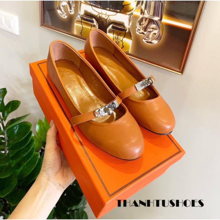 Giày Bệt Nữ HM Da Sần Kiểu Dáng Đơn Giản Phong Cách Hàn Quốc Full Box