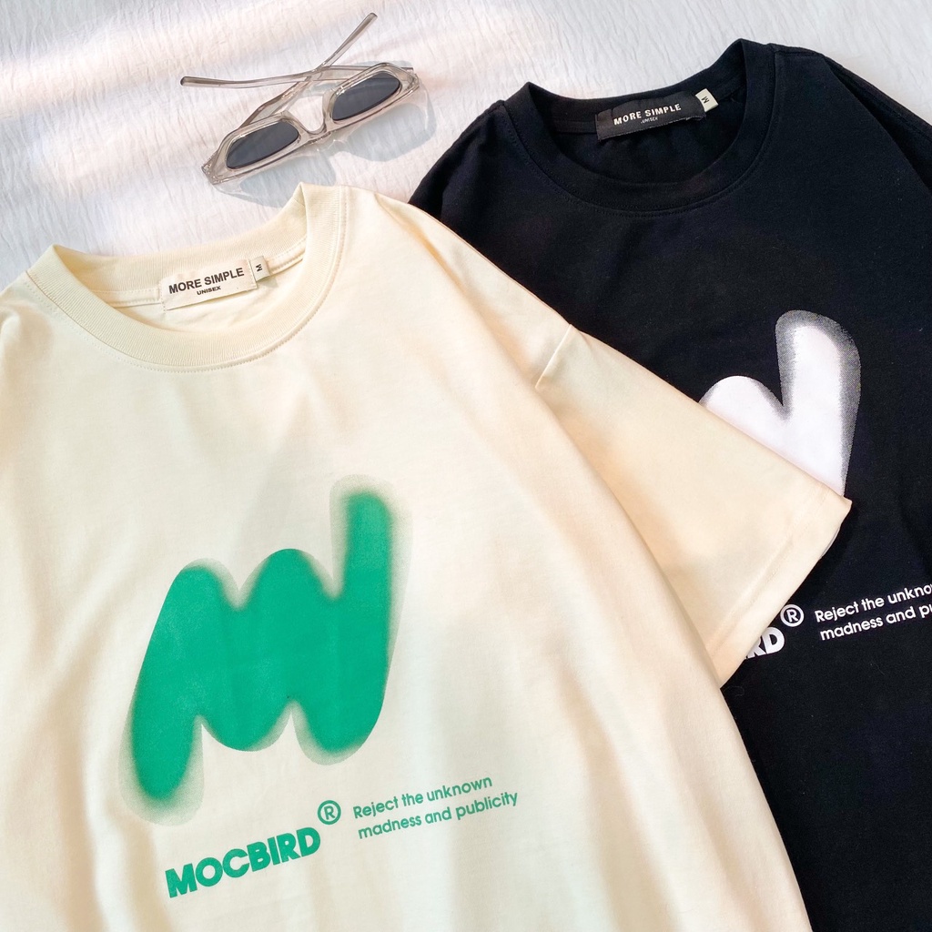 Áo phông tay lỡ MOC BIRD Nam Nữ Unisex form rộng - áo thun cổ tròn Oversize co giãn không nhăn GIDI