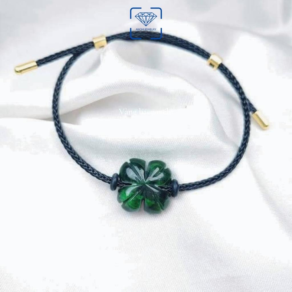 Vòng tay cỏ 4 lá đá ngọc sơn thủy mệnh mộc / hỏa Anchi jewelry