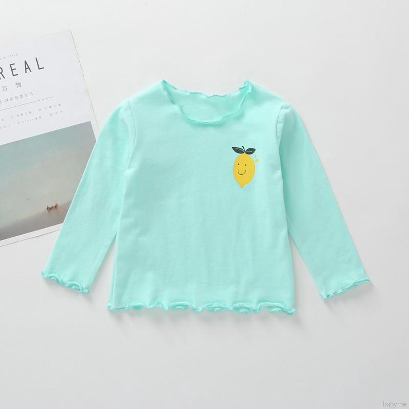 Áo thun tay dài in họa tiết trái cây xinh xắn cho bé gái