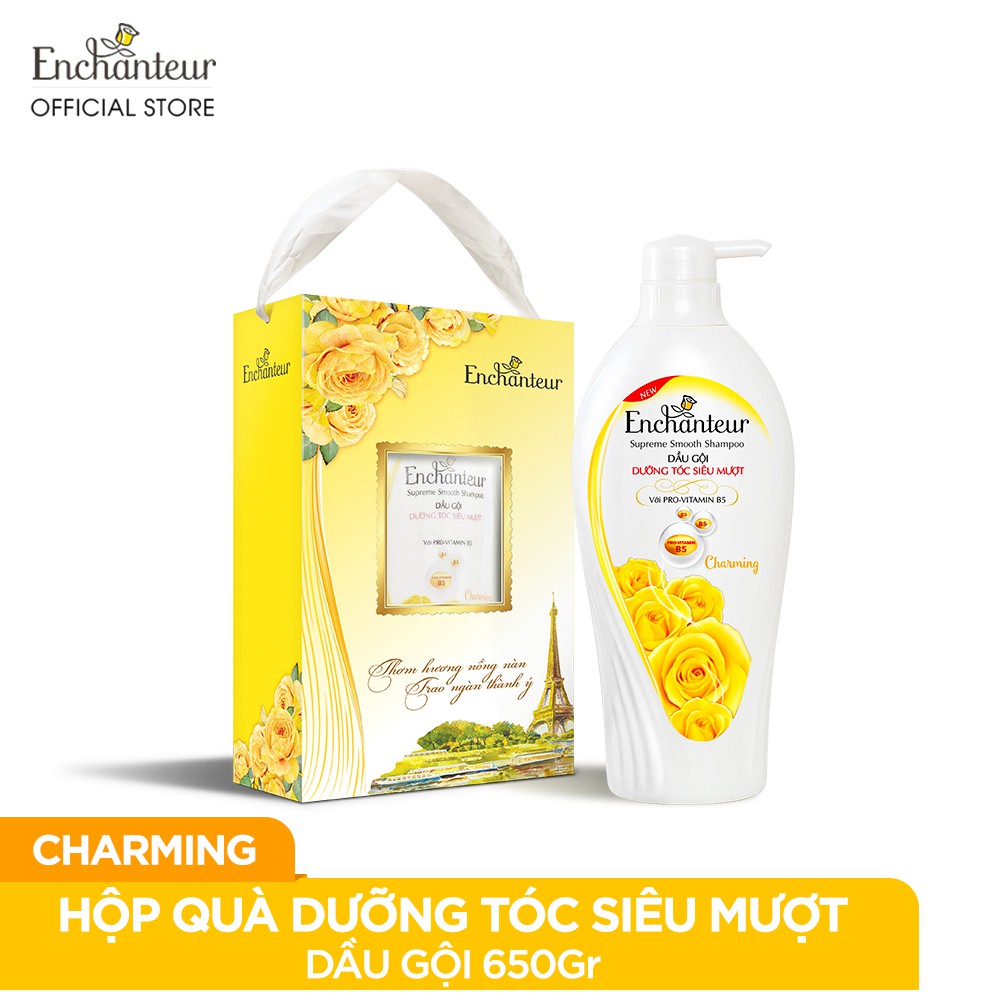 [Hộp quà] Dầu gội nước hoa Enchanteur Charming dưỡng tóc siêu mượt 650gr