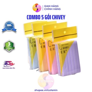 Combo 5 gói chivey bông nở bọt biển rửa mặt chivey nhiều màu cotemin