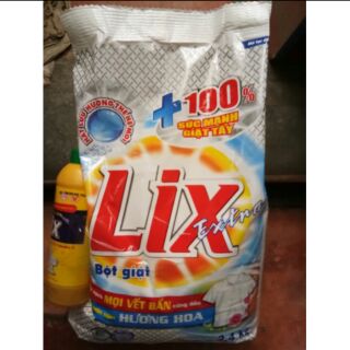 Bột giặt lix extra 2.4kg được tặng kèm chai nước rửa chén lix