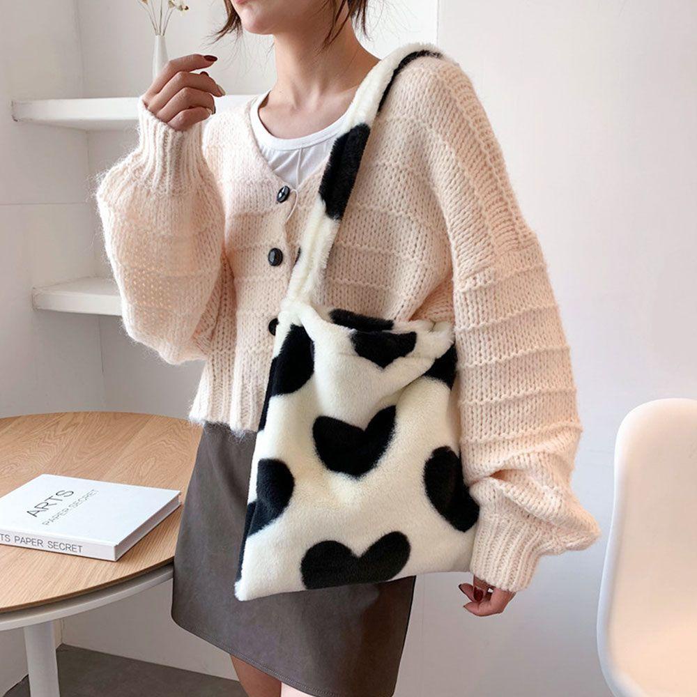 Túi Đeo Vai Bằng Vải Bông Thiết Kế Ngọt Ngào Dễ Thương Dành Cho Nữ