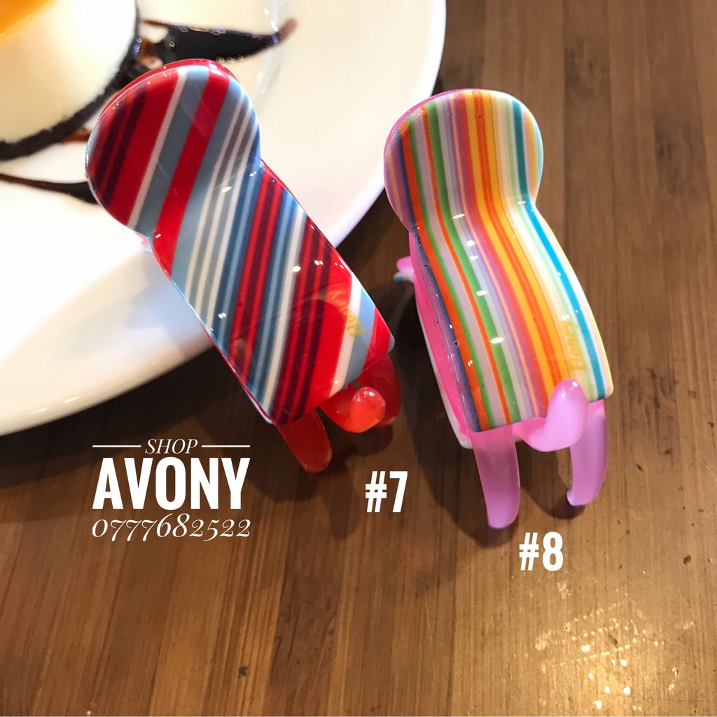 Kẹp tóc 3 răng đầu tròn Honey in sọc dọc pb 2