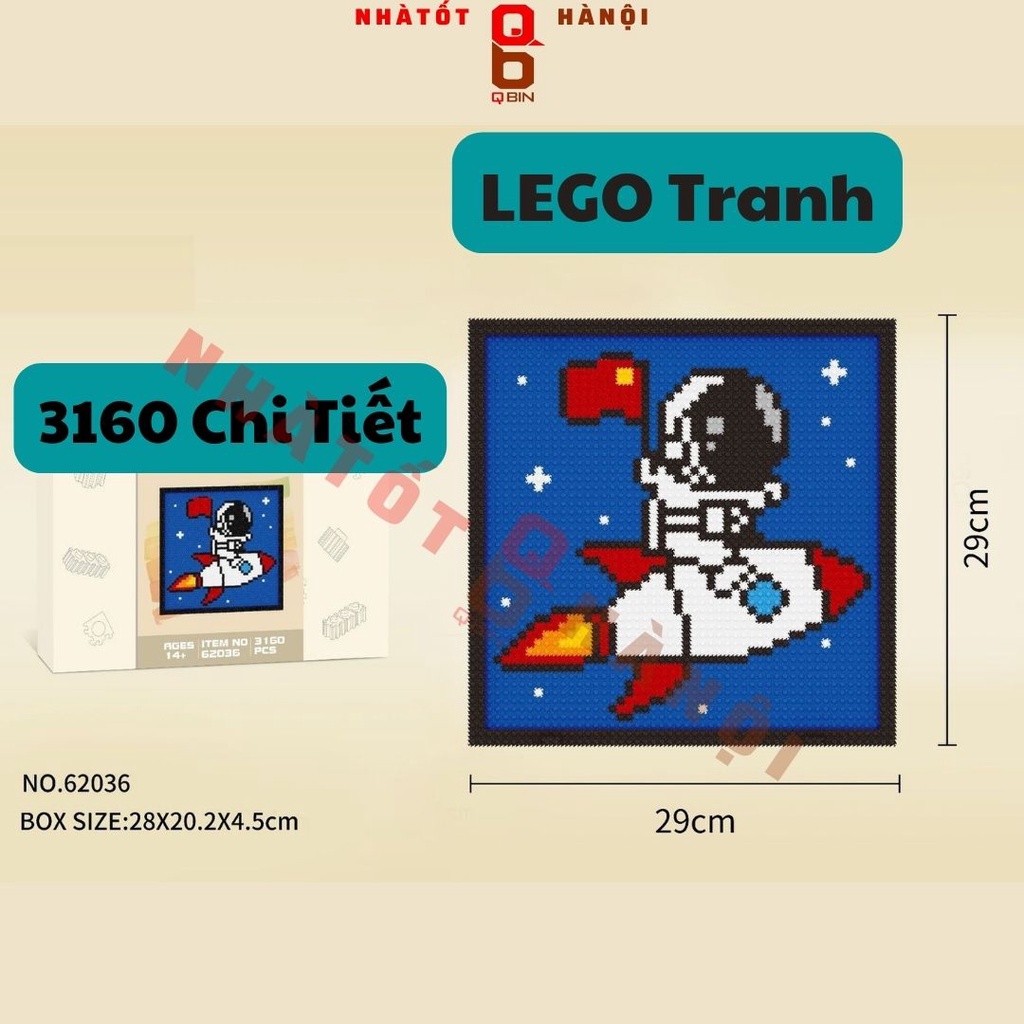 Tranh lego xếp hình mario nhân vật kích thước lớn 29.29cm trang trí bàn cực chill có nhiều mẫu Tranh lego