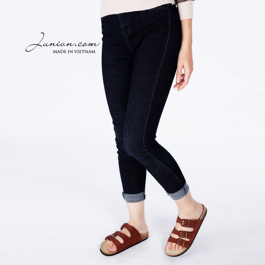 [DA BÒ THẬT] D09-Dép Sandal Birken da bò quai ngang Bioline Unisex (Đế trấu, da bò thật nguyên tấm) – Juni Store