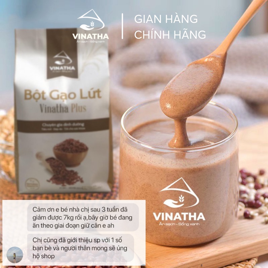 Bột gạo lứt giảm cân lợi sữa Vinatha Plus, bột ngũ cốc ăn kiêng thơm ngon - 960gr - 24 túi nhỏ  - VNT02