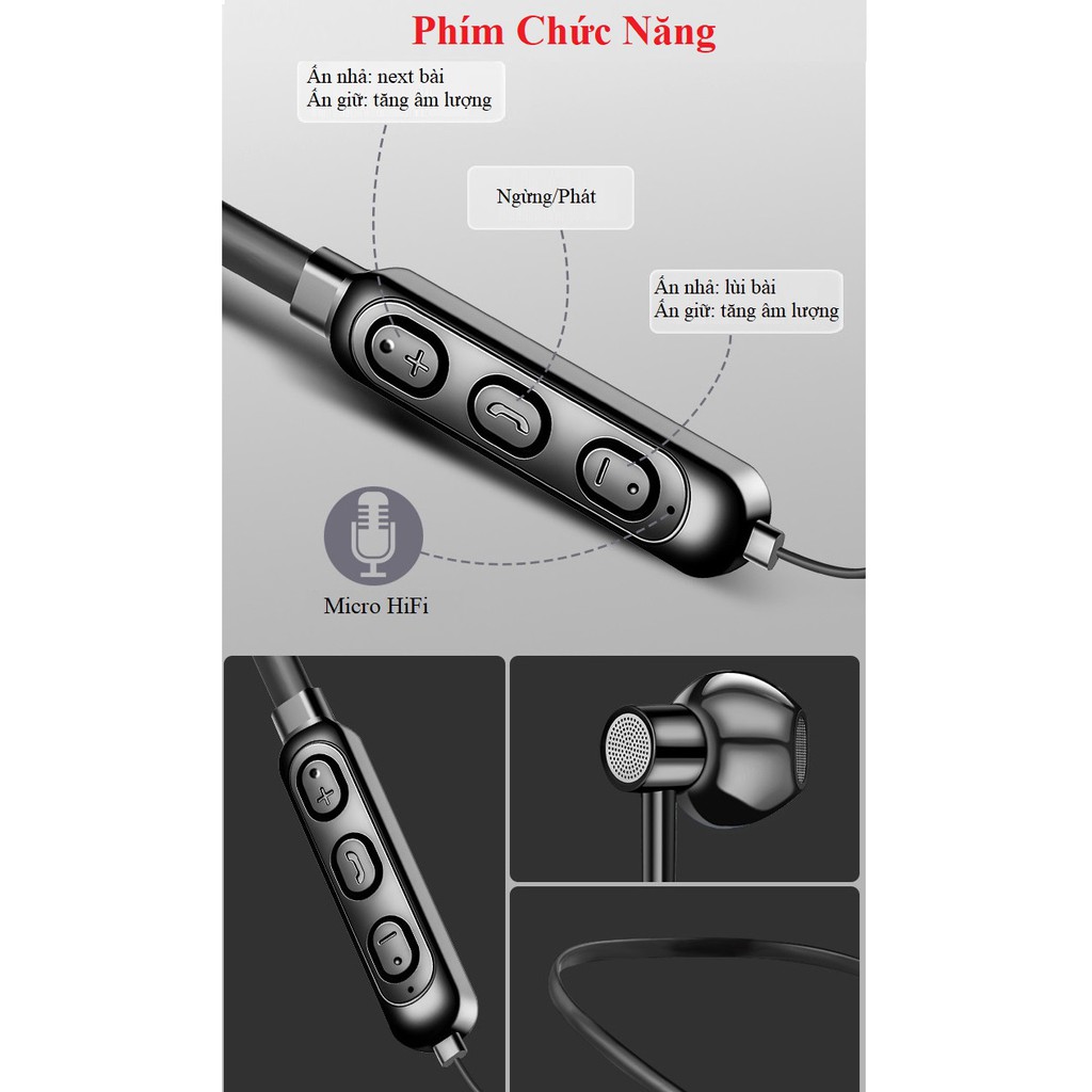 Tai nghe bluetooth không dây công nghê 5.0 Thể thao Có mic sử dụng đầy đủ chức năng nghe gọi đàm thoại chơi game A10