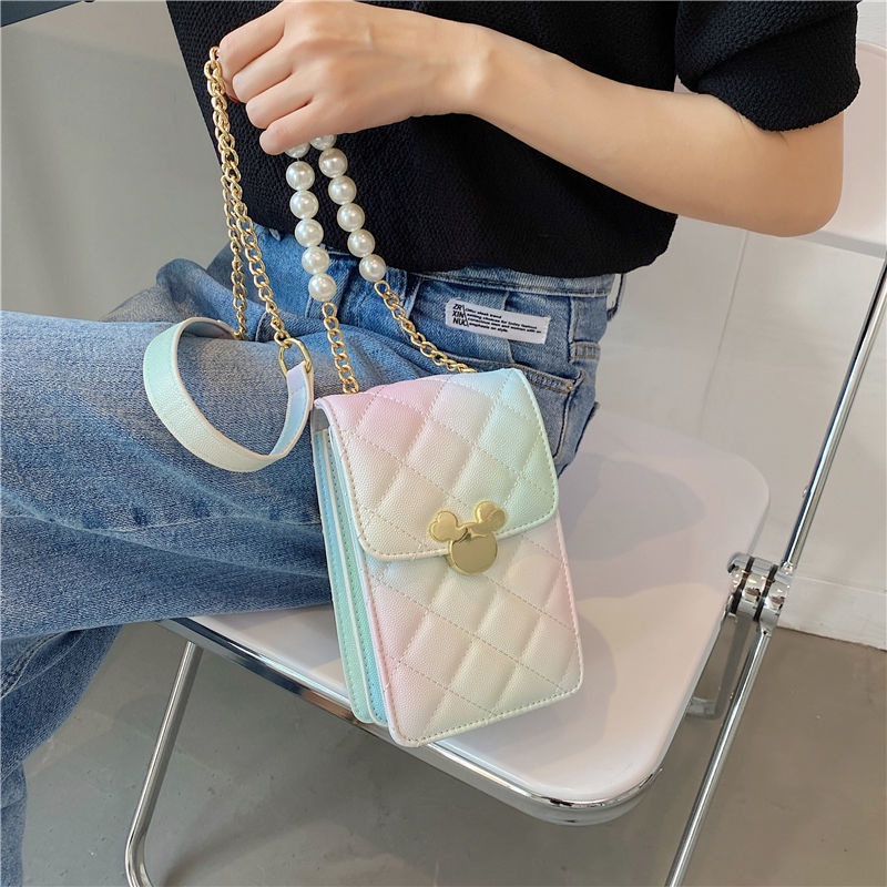 Túi Đeo Chéo Mini Đựng Điện Thoại Đính Hạt Thời Trang Xinh Xắn Cho Nữ