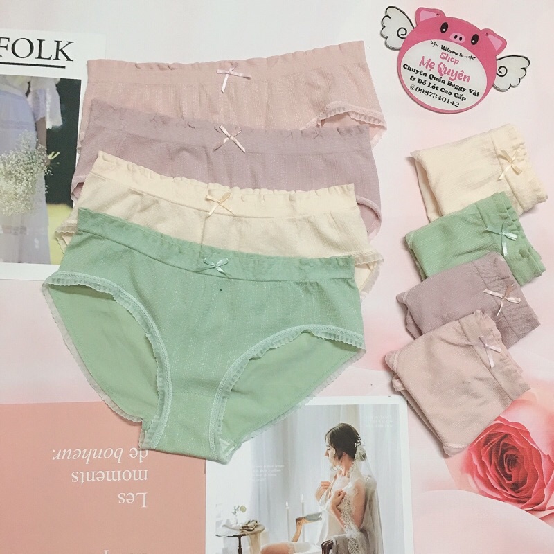 [Combo 10c] Quần lót nữ cotton sợi tre cao cấp kháng khuẩn viền ren điệu đà- đính nơ tôn dáng