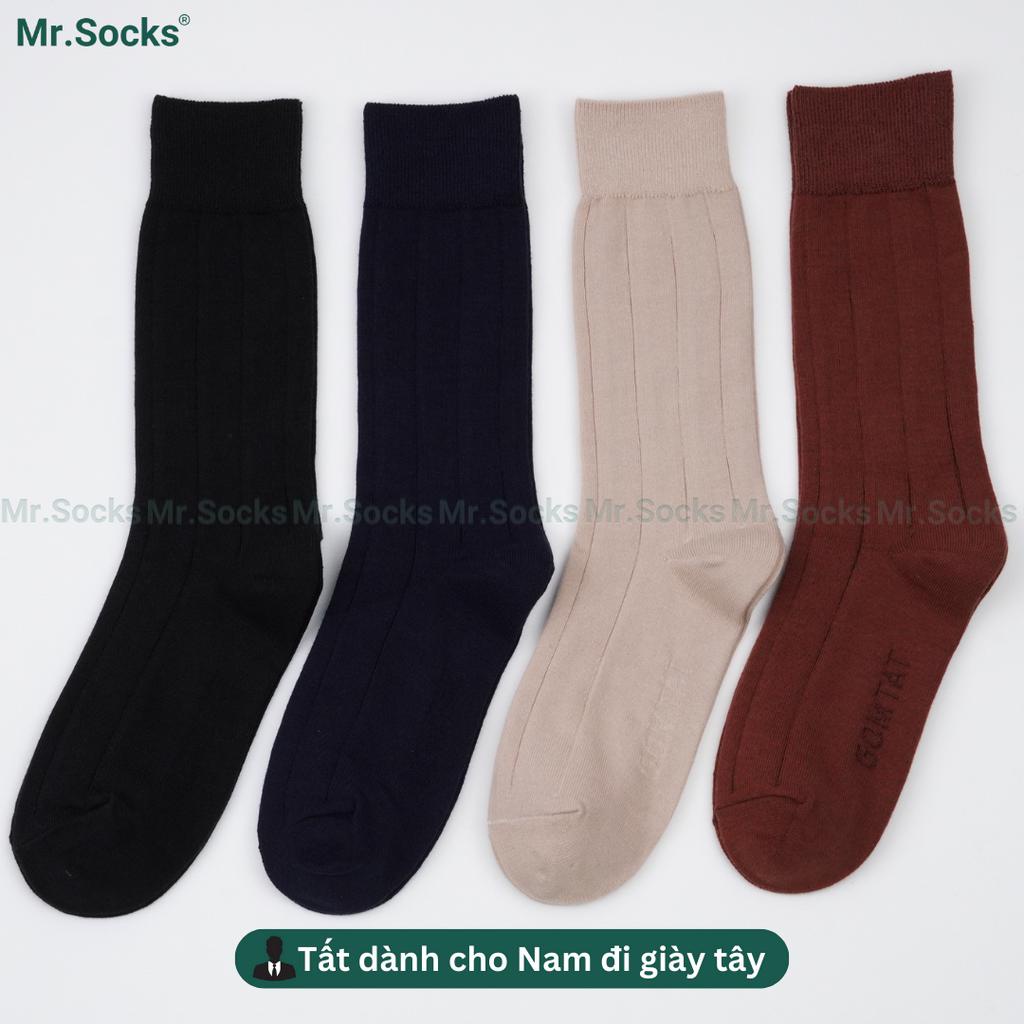 Tất nam cổ cao công sở Mr.Socks mẫu gân chìm, chất liệu cotton cao cấp, thoáng mát êm chân - GOM-MIX09-1DOI