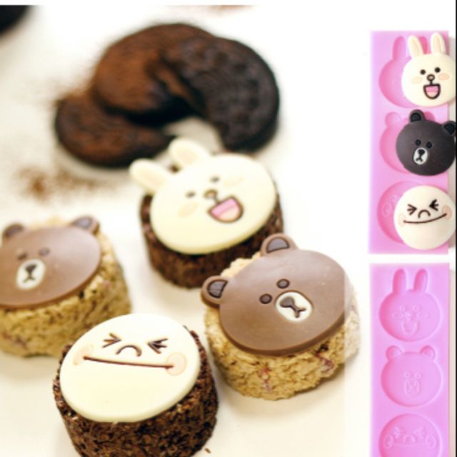 Khuôn silicon mặt thỏ gấu