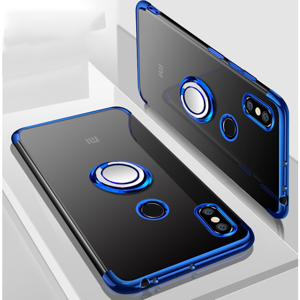 For Xiaomi Mi Max 3 Ring Stand Soft Plating Clear Cover