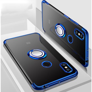 For Xiaomi Mi Max 3 Ring Stand Soft Plating Clear Cover