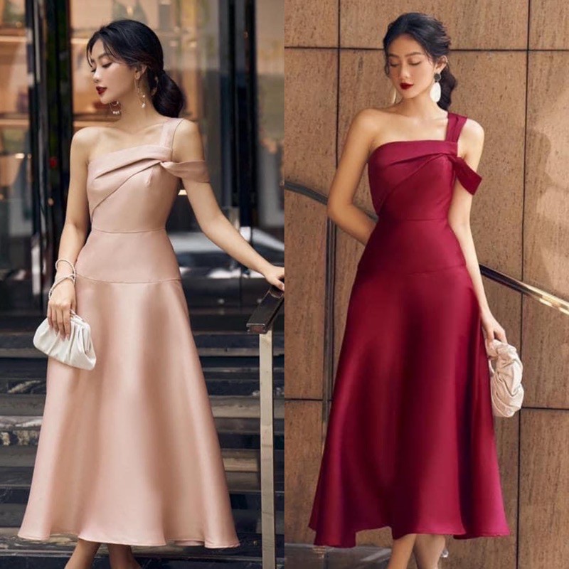 Đầm dự tiệc lệch rớt vai