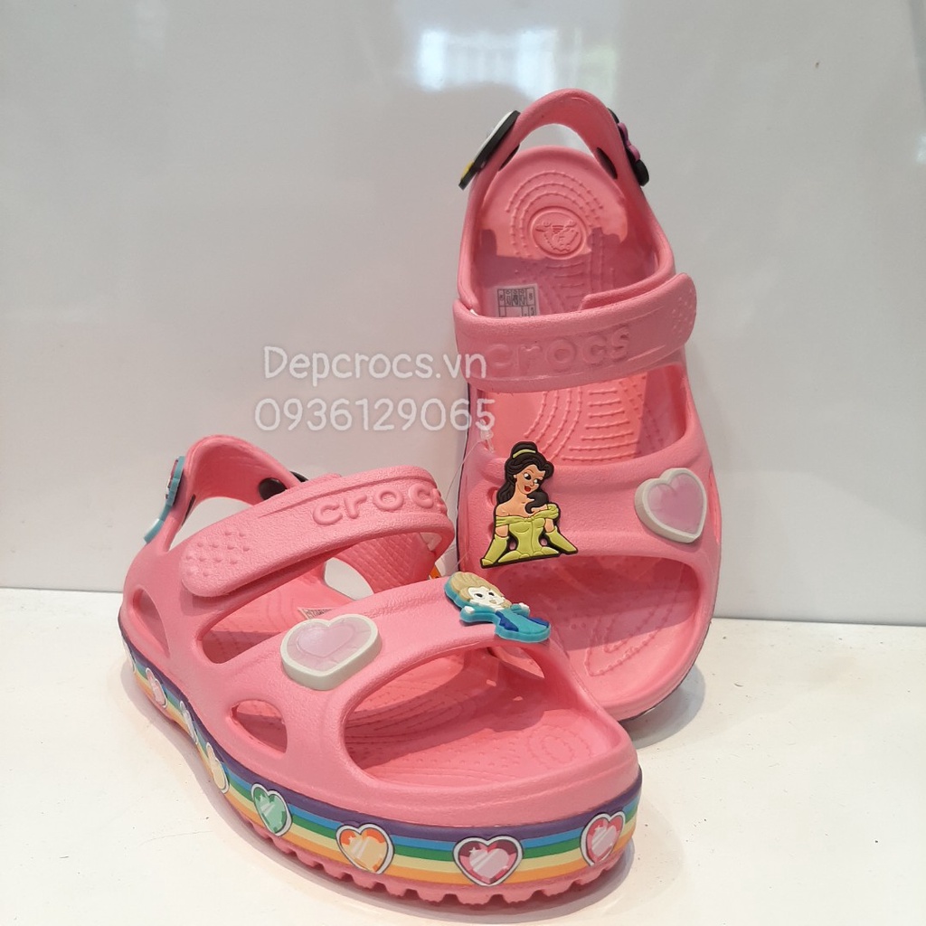 (Hàng cao cấp) Sandal crocs bé gái màu hồng trái tim, xăng đan cross trẻ em chuột minnie - Crocs house