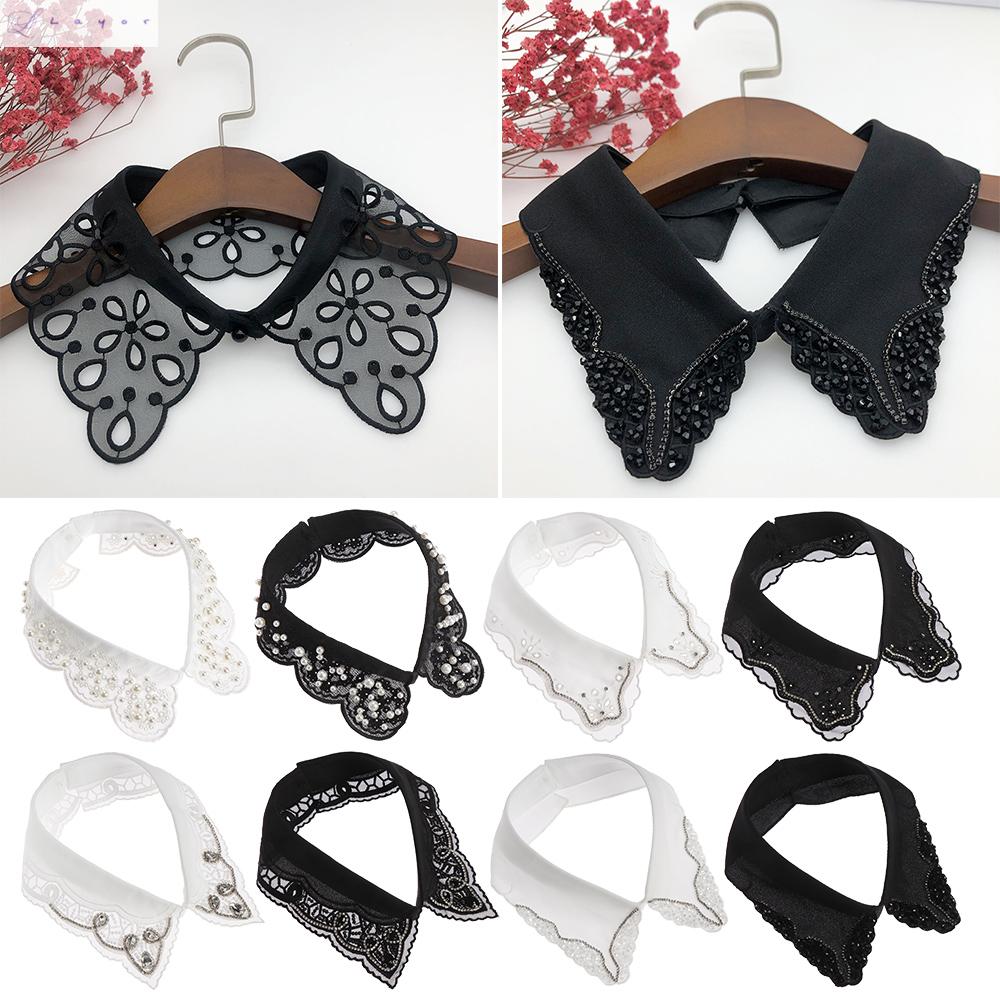 Cổ Áo Ren Giả Có Thể Tháo Rời Thêu Họa Tiết Màu Trắng Đen Cổ Điển Thời Trang Cho Nam Và Nữ