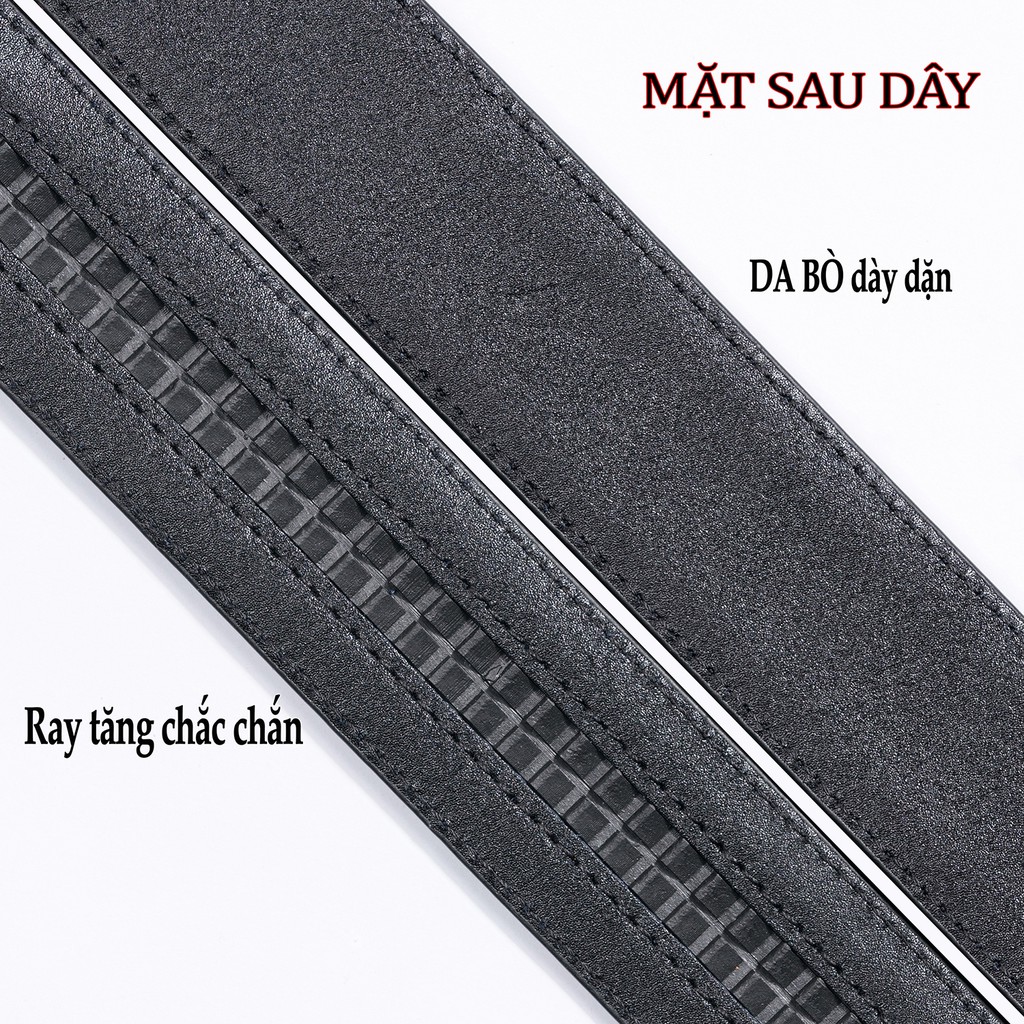 Thắt lưng da nam Bụi Leather L104-da bò 3 lớp-màu đen khóa tự động nhiều mặt lựa chọn