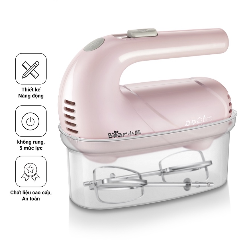Máy Đánh Trứng Kem Bơ Cầm Tay Mini Bear Đa Năng DDQ A01G1 CAO CẤP, CS 125W, 5 chế độ, hàng chính hãng, Bảo hành 18 tháng