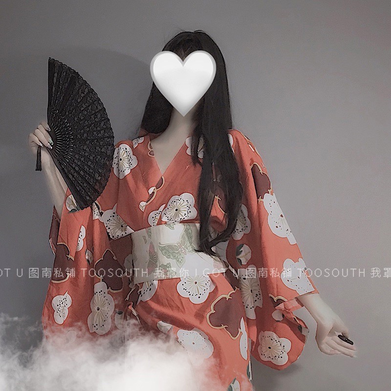 Bộ Đầm Ngủ Kimono In Họa Tiết Hoa Anh Đào Quyến Rũ Dành Cho Nữ