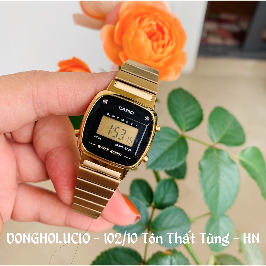 Đồng hồ nữ Casio LA670 Gold mặt Kim cương 2019 (Diamond)