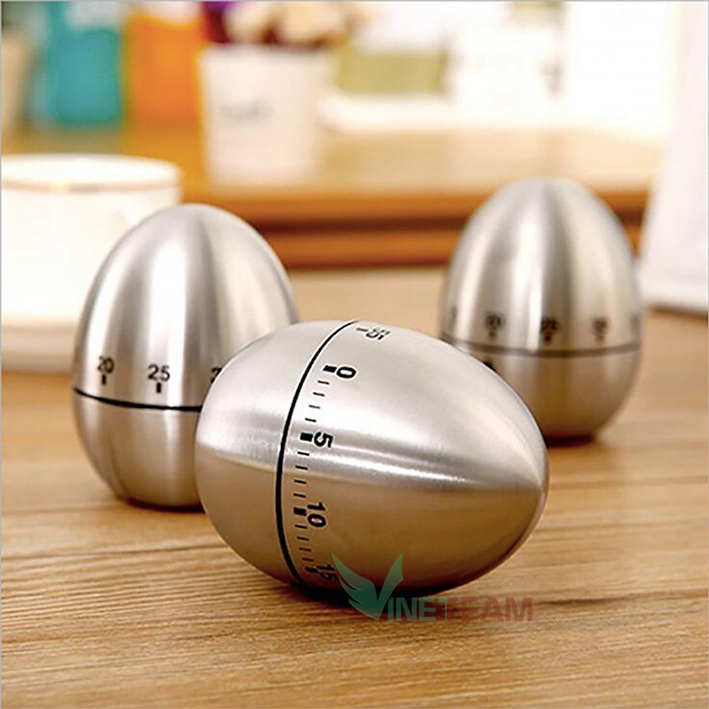 Đồng hồ hẹn giờ làm bài tập, nấu ăn hình quả trứng chất liệu inox -dc4678