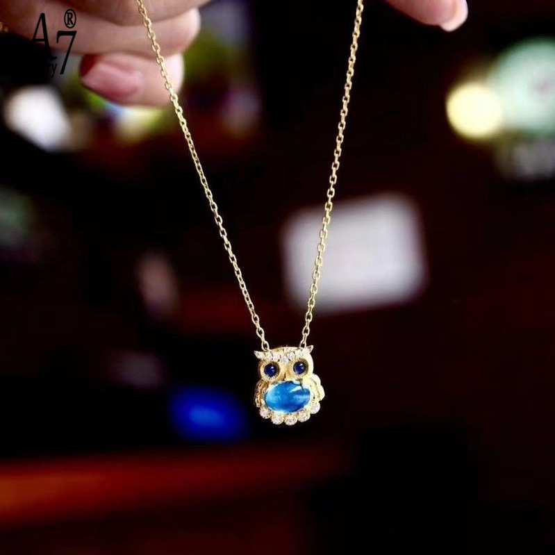 Vòng cổ Bạc Mặt Hình Cú Mèo Đính Đá Topaz Dễ Thương