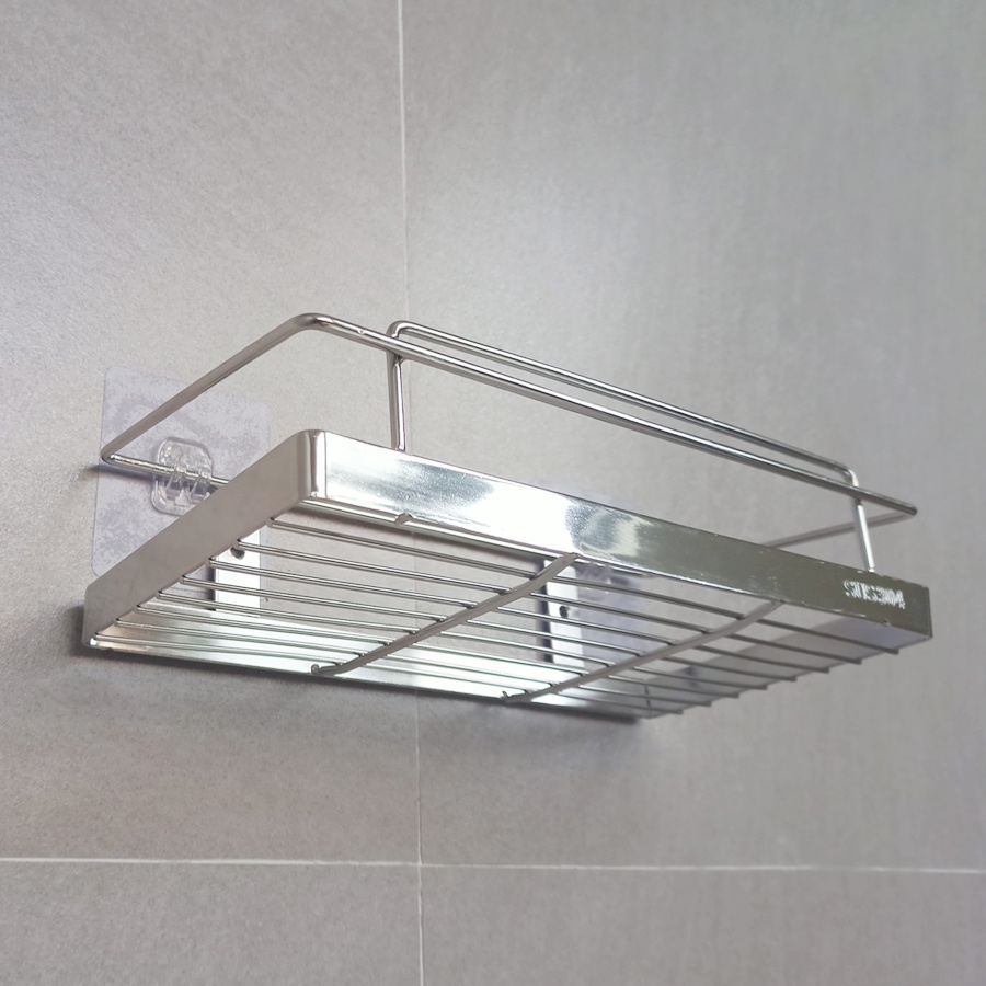 Kệ dán tường chữ nhật inox 304 cao cấp Elliver đồ gia dụng nhà tắm giá để chai lọ _CN4