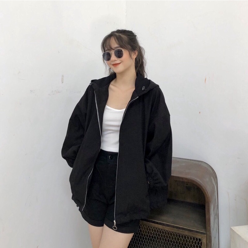Áo khoác nữ có mũ tay bồng Chất nhung tăm lì ẢNH THẬT