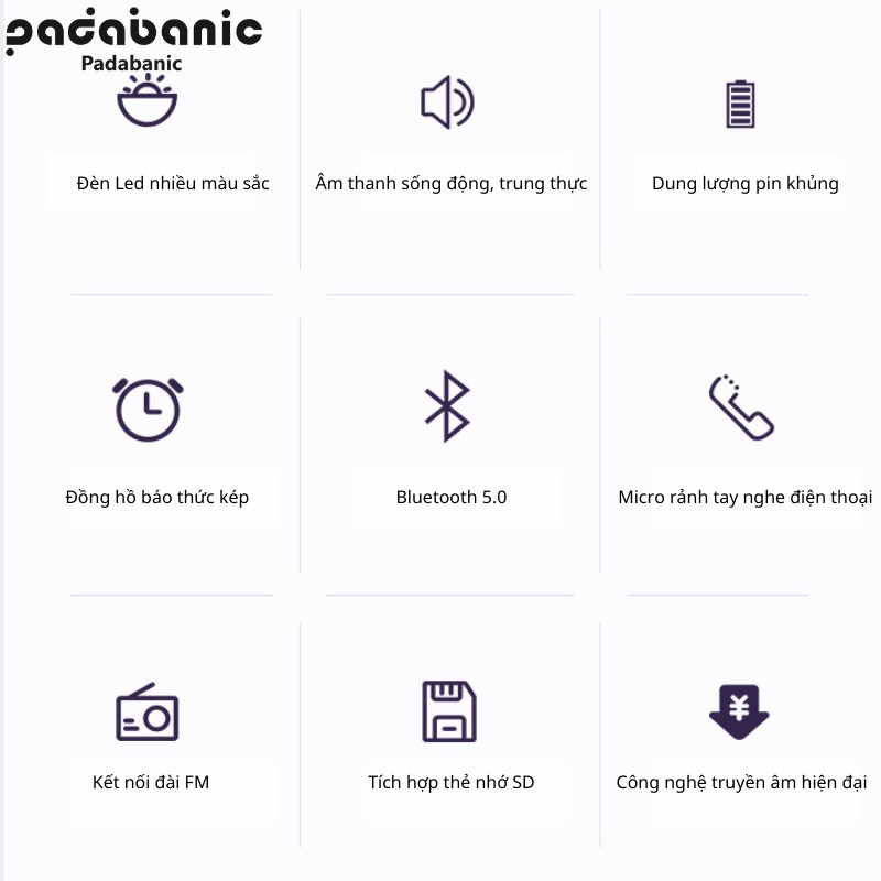 [Loa Đồng Hồ] Loa Bluetooth Padabanic Nghe Nhạc  Kiêm Đồng Hồ Báo Thức Nhỏ Gọn Tiện Lợi Dung Lượng Lớn
