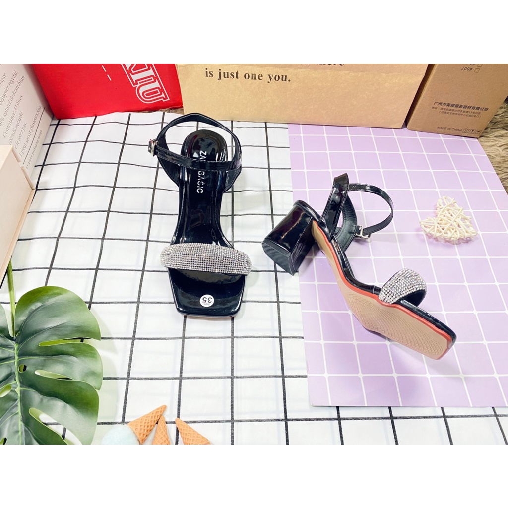 [ SIÊU PHẨM ] Giày Cao Gót Nữ Quai Ngang Đính Soàn Tinh Tế G.sd_tru.soan